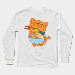 Cat Eating Spaghetti Long Sleeve T-Shirt